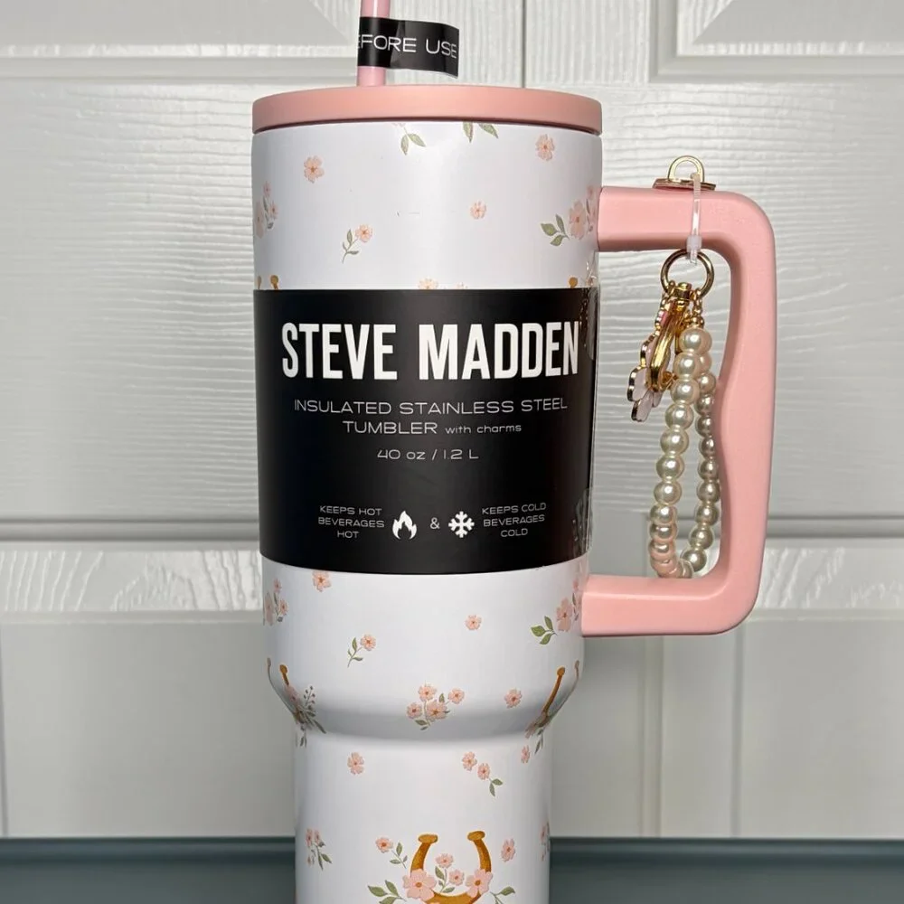Steve Madden 40oz Insulated Stainless Steel Tumbler Western Theme Cup w/ Handle
